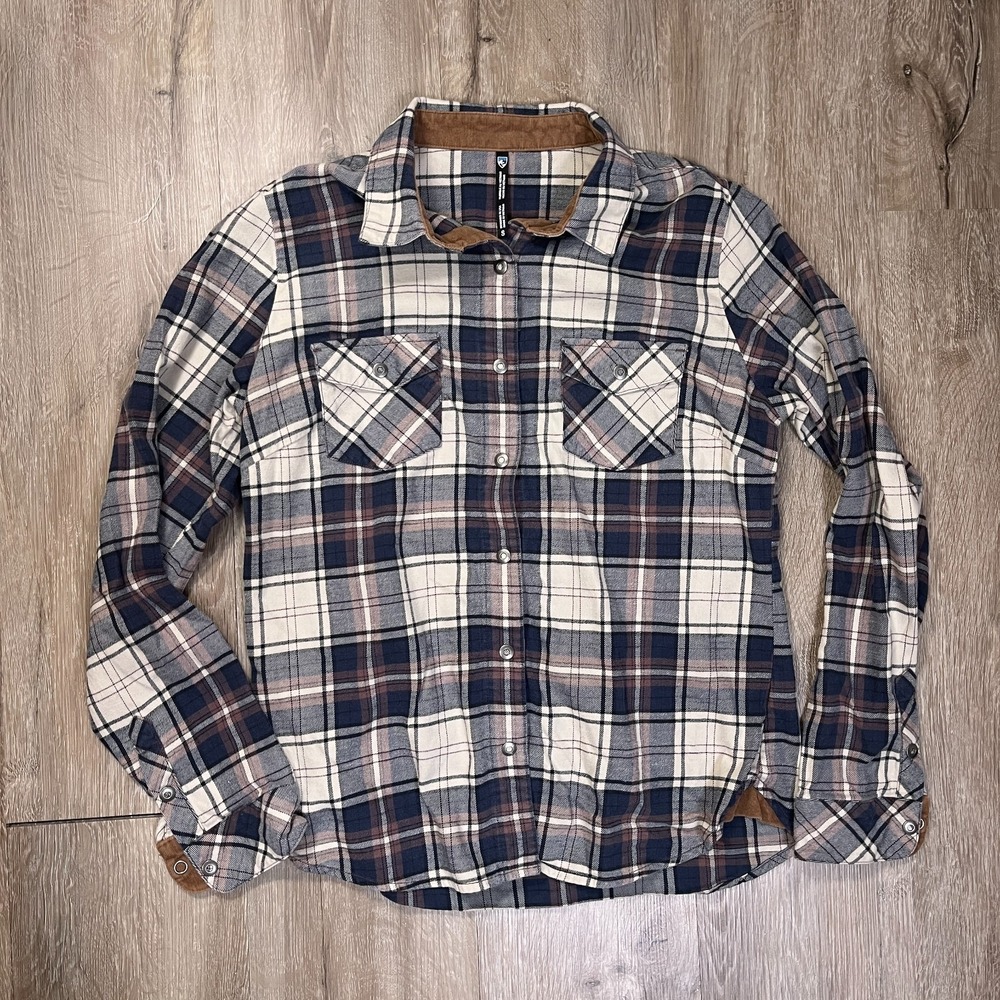 Kuhl Tess Plaid Flannel Pearl Snap Womens Small Long Sleeve Shirt